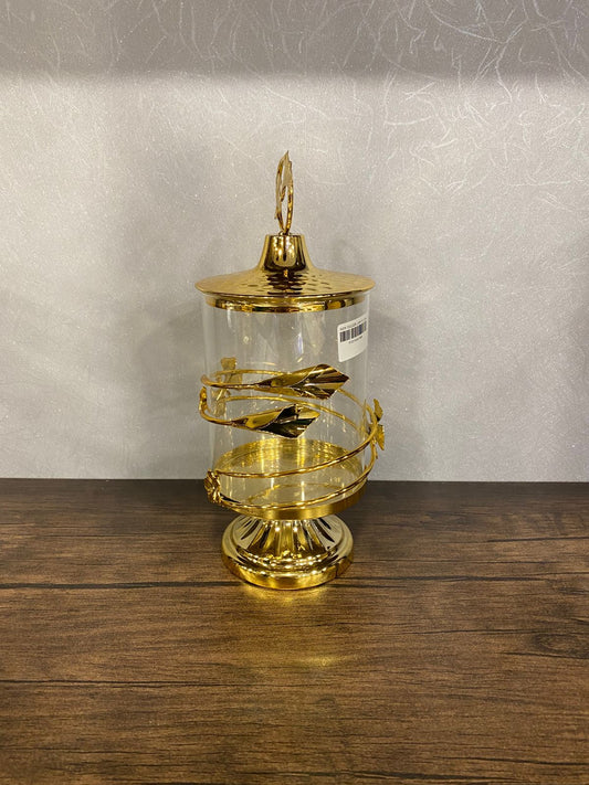 Luxury Gold Decorative Glass Jar with Lid – 2 Designs | 2 Sizes Available - TDL HOUSEHOLD