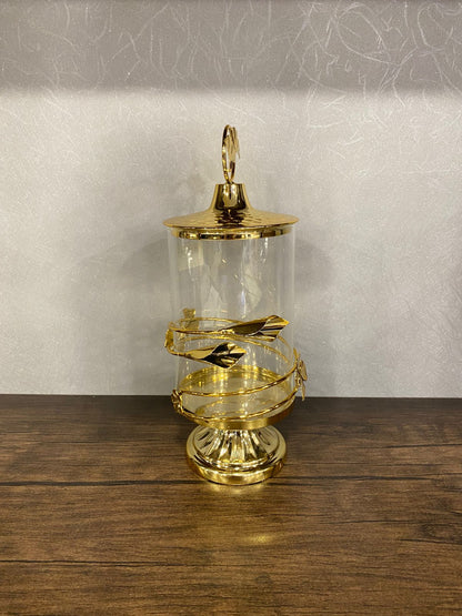 Luxury Gold Decorative Glass Jar with Lid – 2 Designs | 2 Sizes Available - TDL HOUSEHOLD