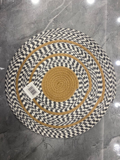 Handwoven Natural Fiber Round Table Placemat Set – Dual Tone Boho Design - TDL HOUSEHOLD
