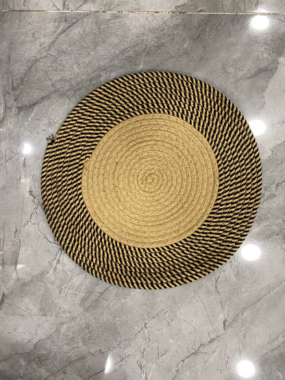 Handwoven Natural Fiber Round Table Placemat Set – Dual Tone Boho Design - TDL HOUSEHOLD