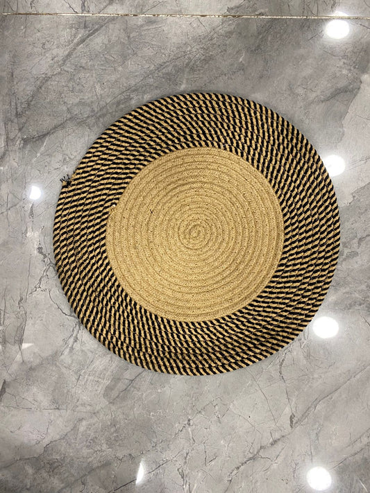 Handwoven Natural Fiber Round Table Placemat Set – Dual Tone Boho Design - TDL HOUSEHOLD