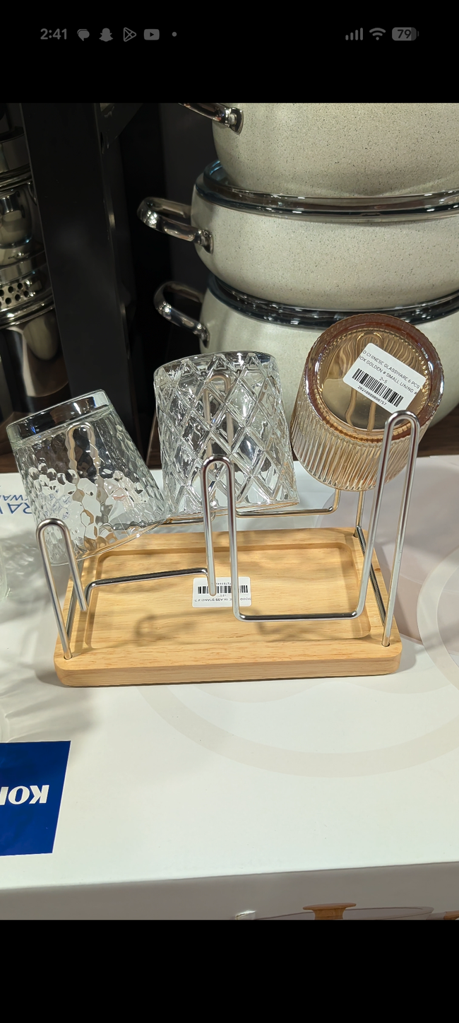 Elegant Glass Cup Drying Stand with Wooden Base